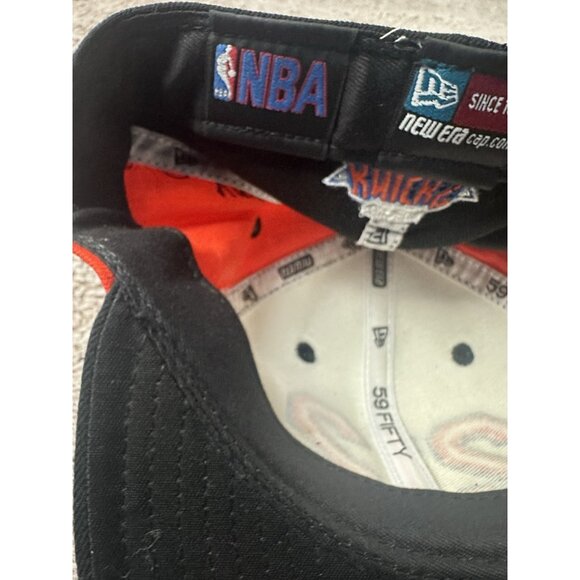 New York Knicks Hat Cap Fitted 7 1/2 White Orange Area Code 212 NBA New Era New - Picture 8 of 12